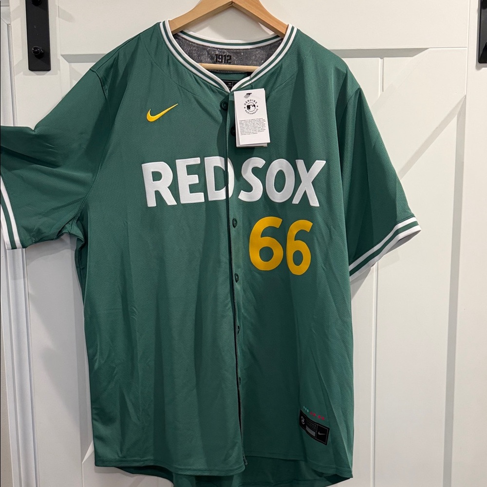 Nike Green Red Sox Jersey with Yellow Accents